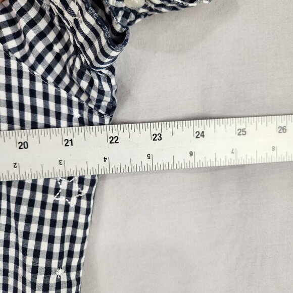 Button Up Cottage Shirt Women's L Sag Harbor Black White Gingham Short Sleeve - Picture 4 of 9